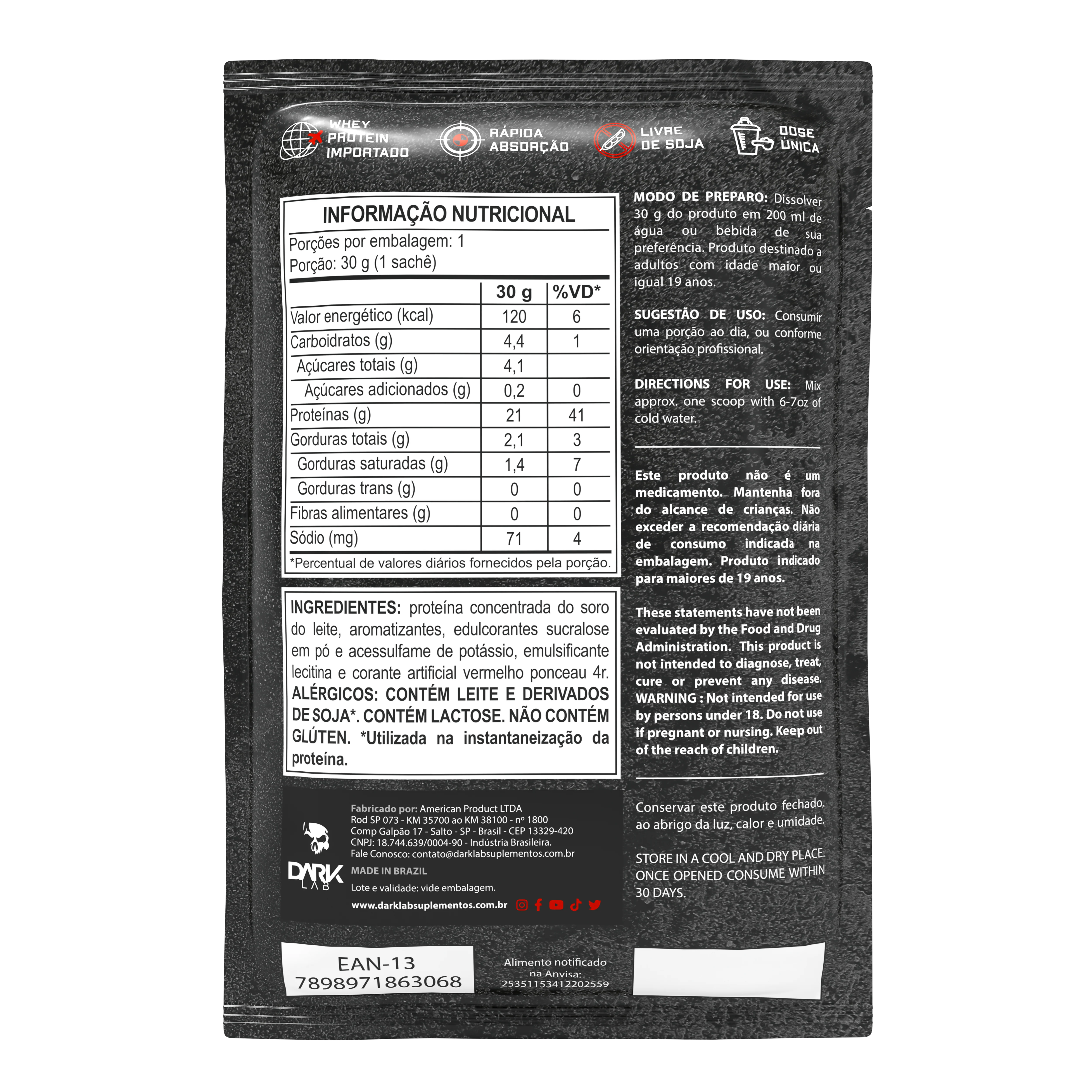 100% Whey Protein sache 30g Dark Lab - Image 3